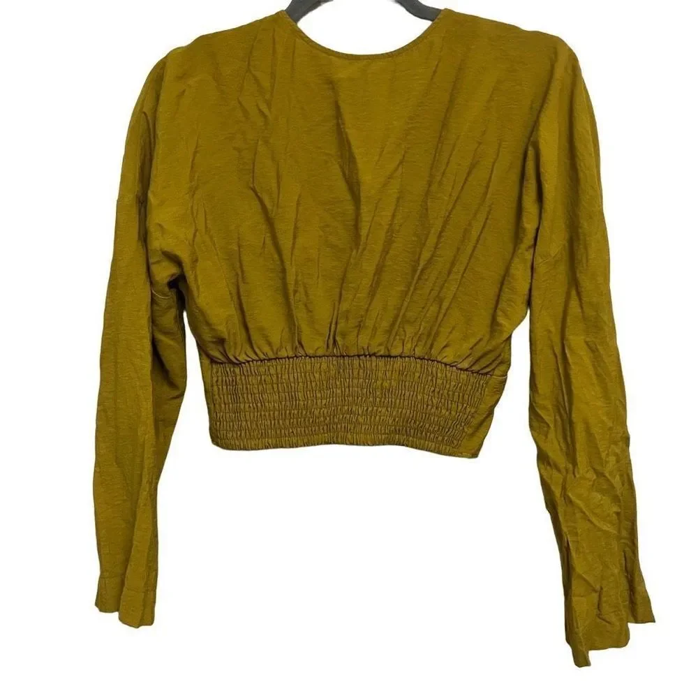 Free People Forever Yours Long Sleeve Button Front V-Neck Top Size XS